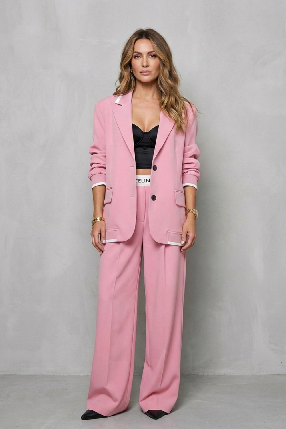 Elegant Wide-Leg Pantsuit Set Two-Piece Power Look