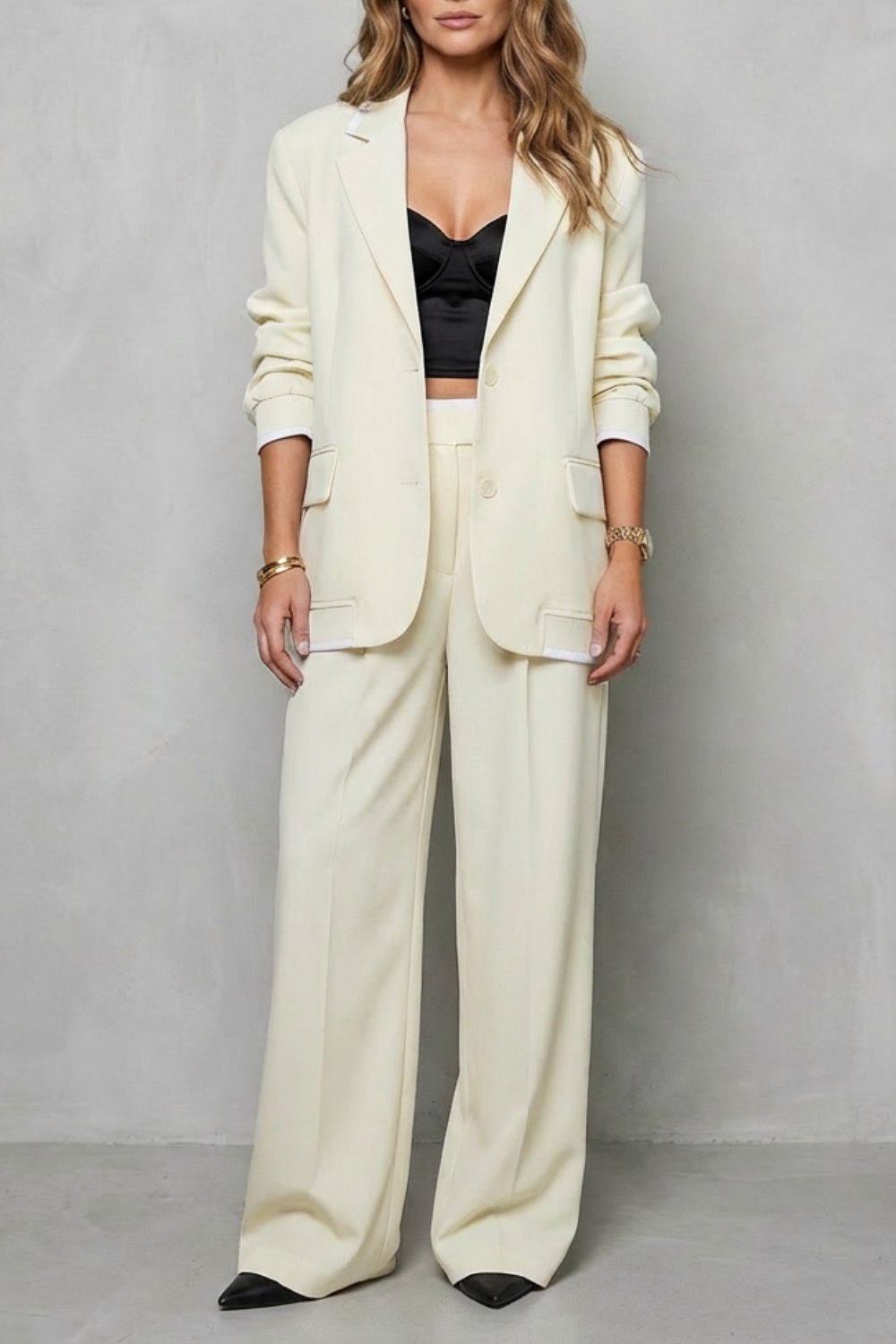 Elegant Wide-Leg Pantsuit Set Two-Piece Power Look