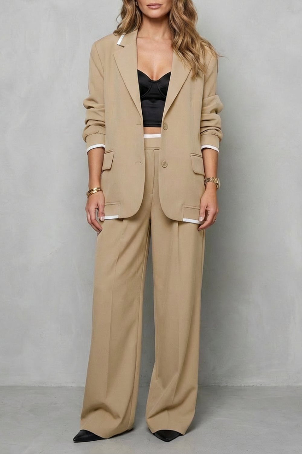 Elegant Wide-Leg Pantsuit Set Two-Piece Power Look