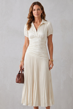 Pleated Waist Refinement Midi Dress