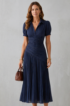 Pleated Waist Refinement Midi Dress
