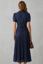 Pleated Waist Refinement Midi Dress