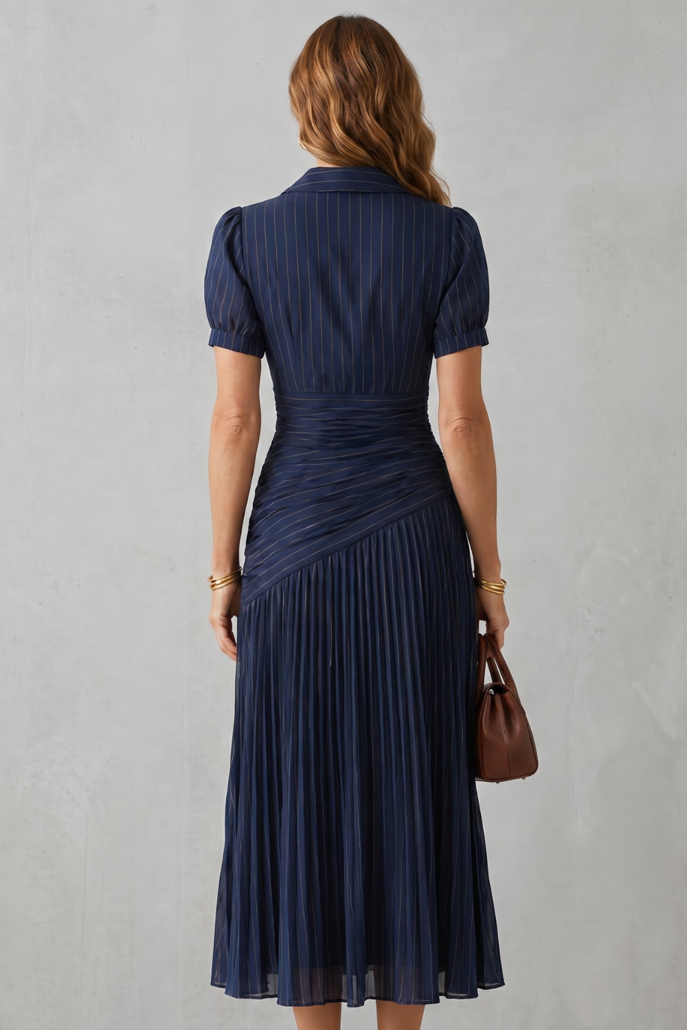 Pleated Waist Refinement Midi Dress