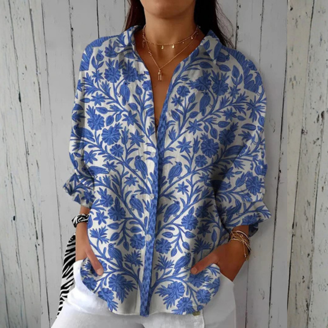 Women's Floral Print Long Sleeve Blouse - Multicolour