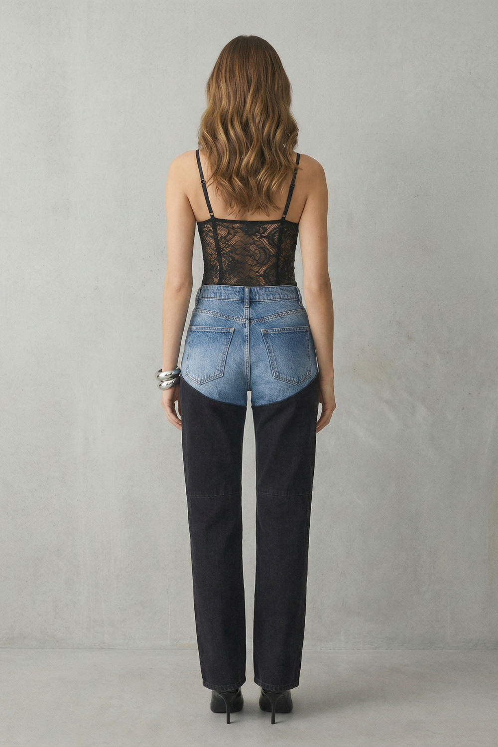 Two-tone Illusion High-rise Straight Jeans