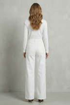 Gold Stud Trim Straight Leg Jeans