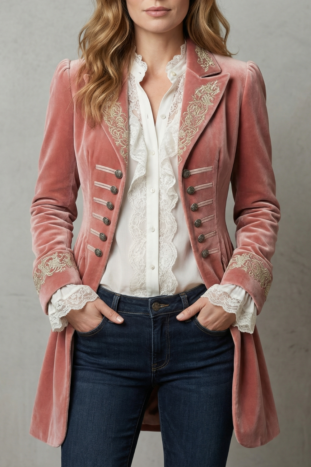 Embroidered Vintage Silhouette Long Coat