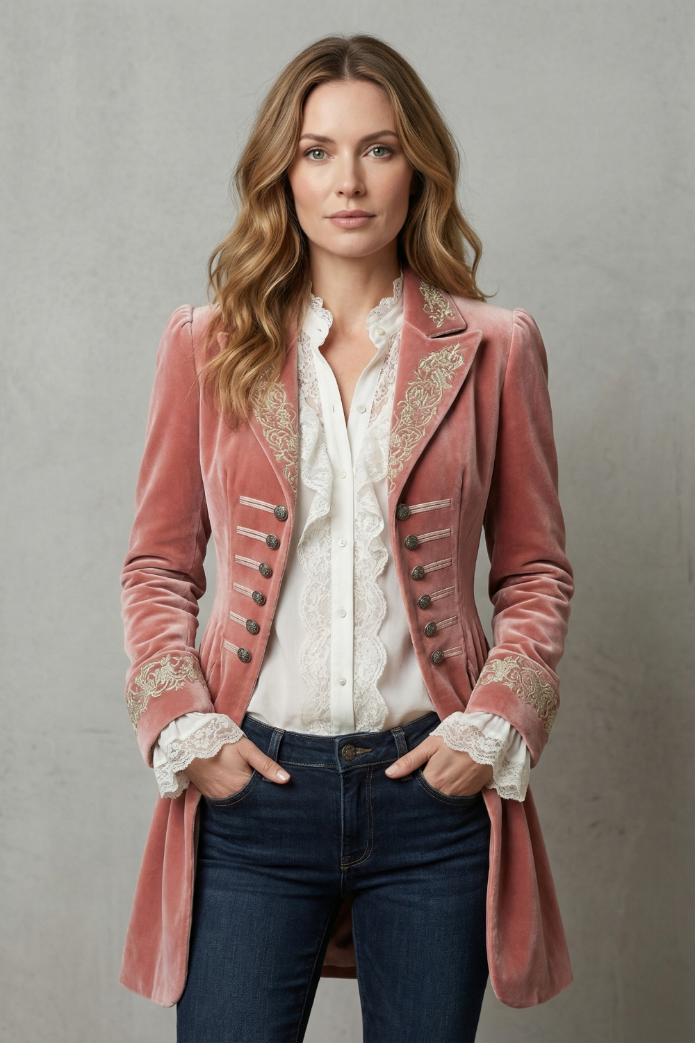 Embroidered Vintage Silhouette Long Coat