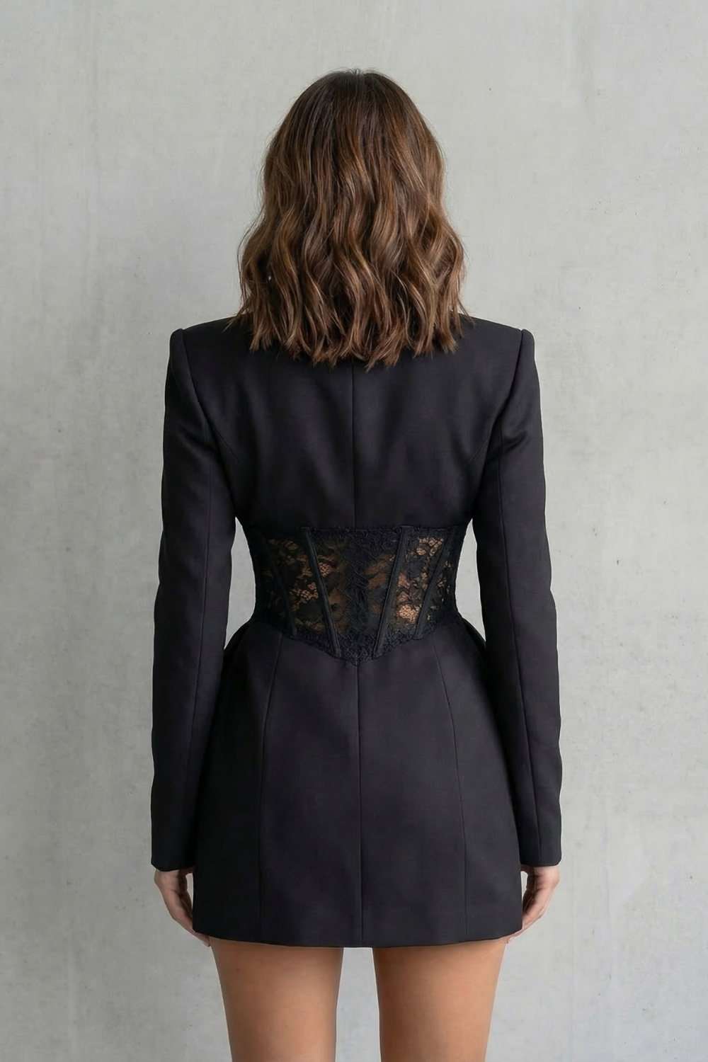 Lace Corset Silhouette Blazer Dress