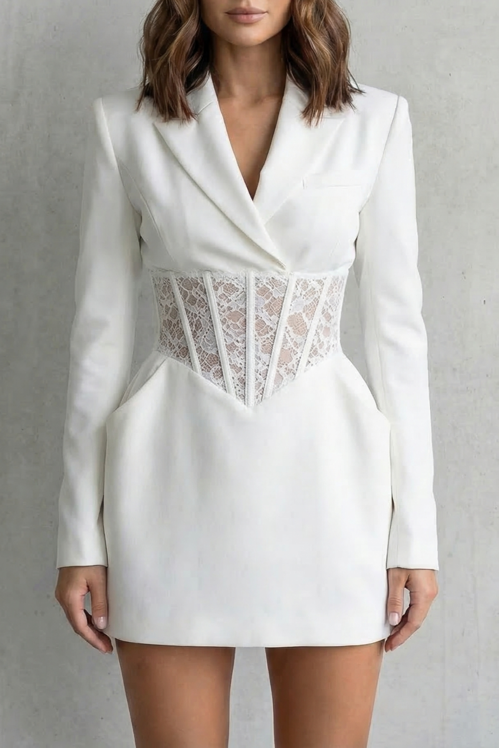 Lace Corset Silhouette Blazer Dress