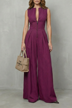 Valerisse – Sculpted zip-front elegance – Wide leg jumpsuit
