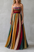 Multicolour Sunset Stripes Maxi Dress