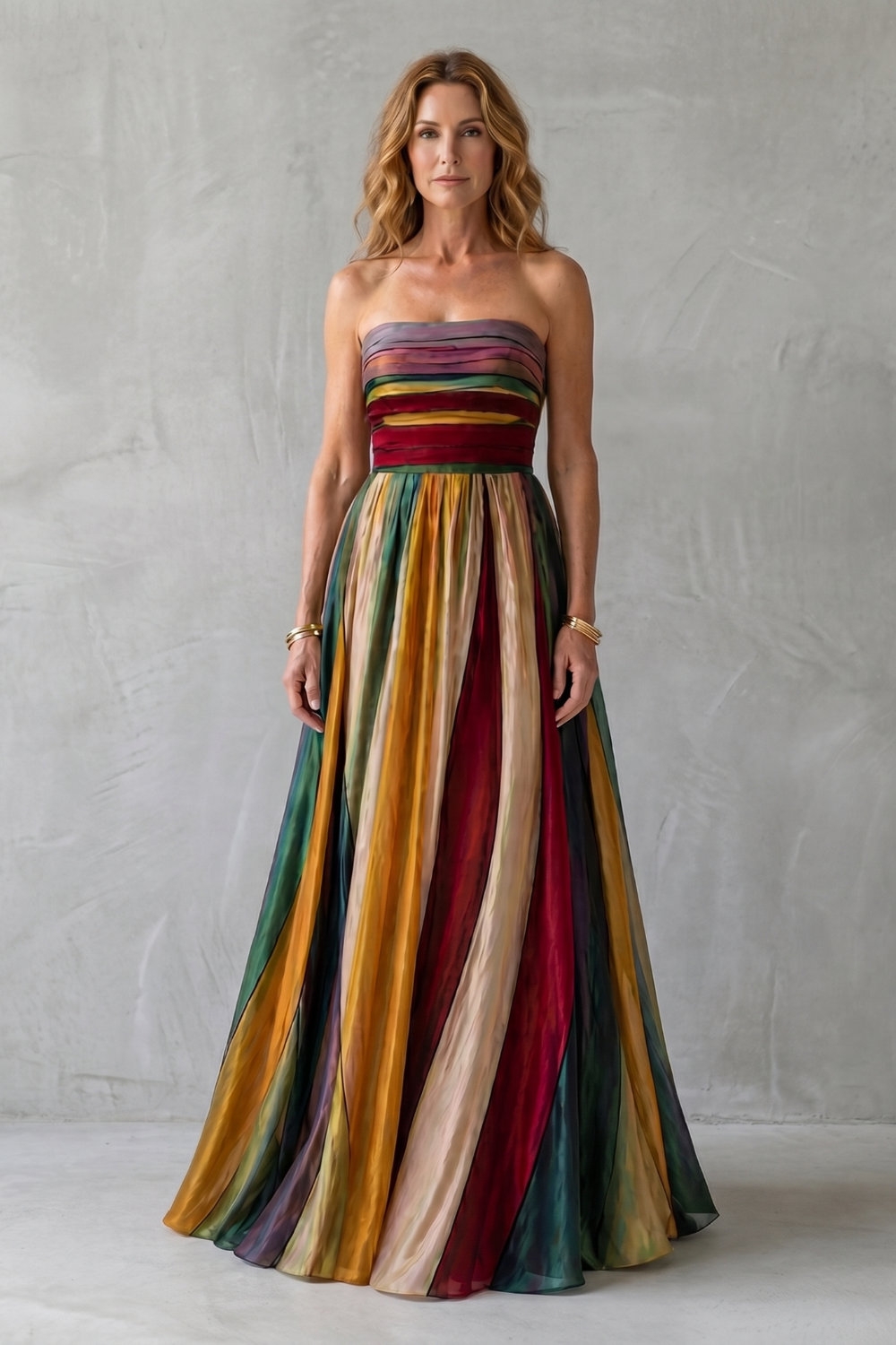 Multicolour Sunset Stripes Maxi Dress