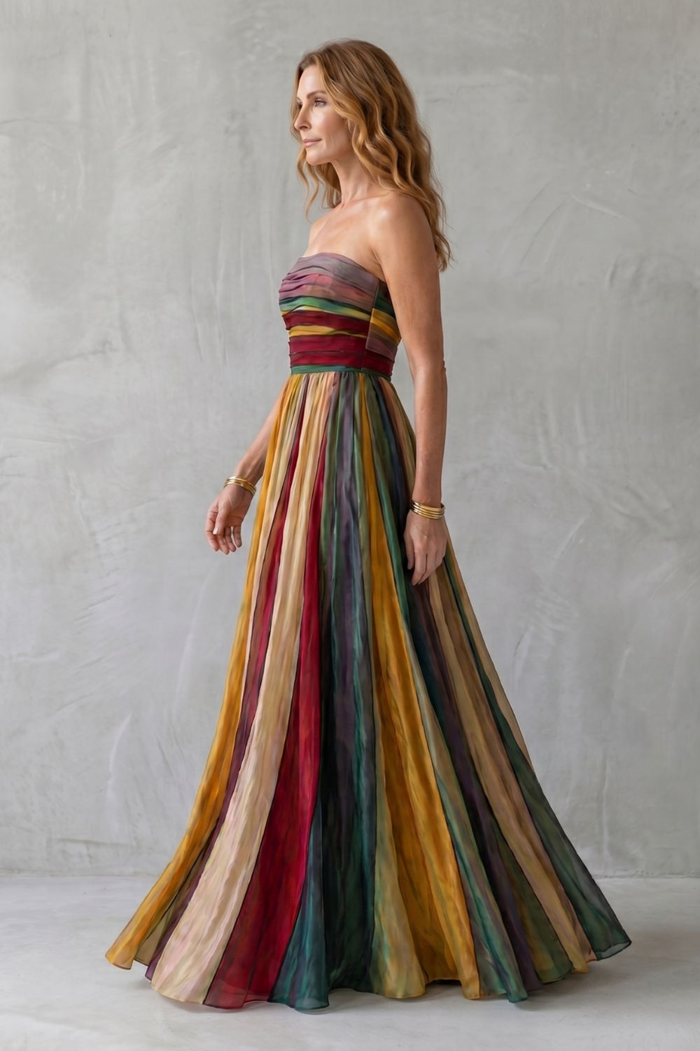 Multicolour Sunset Stripes Maxi Dress