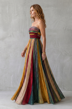 Multicolour Sunset Stripes Maxi Dress