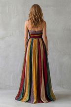 Multicolour Sunset Stripes Maxi Dress