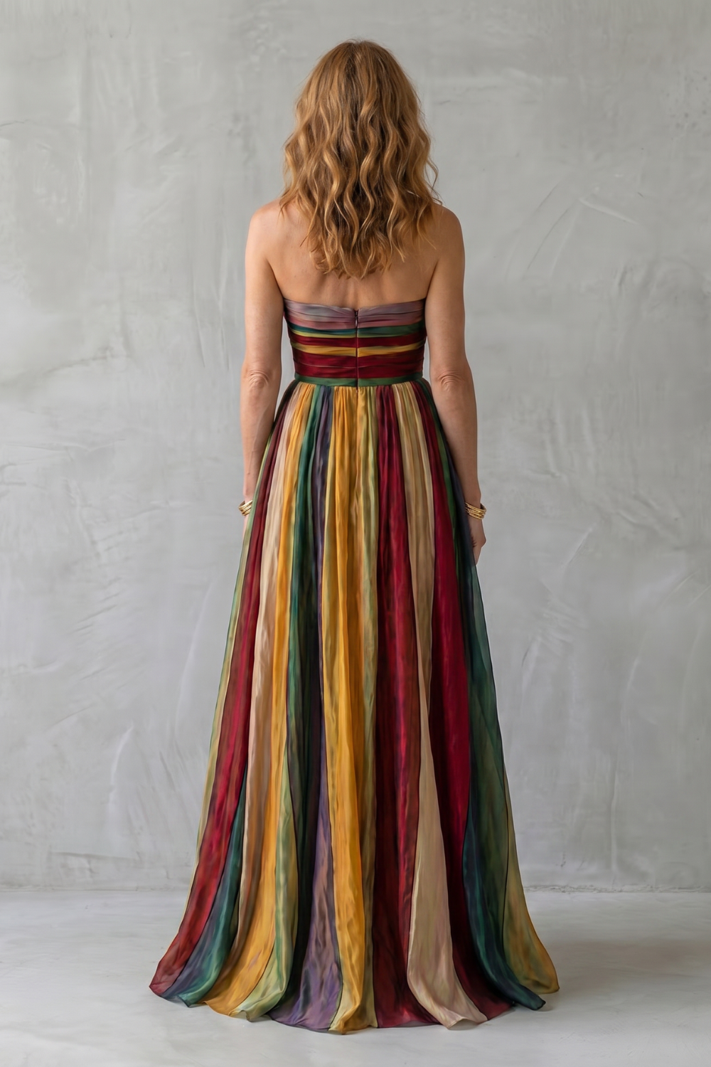 Multicolour Sunset Stripes Maxi Dress