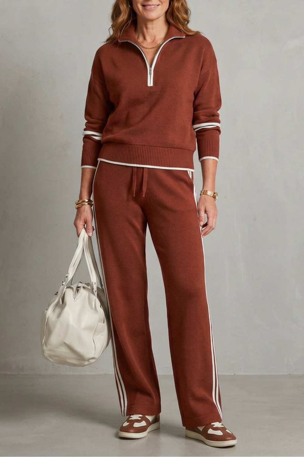 Sporty Contrast Trim Lounge Set