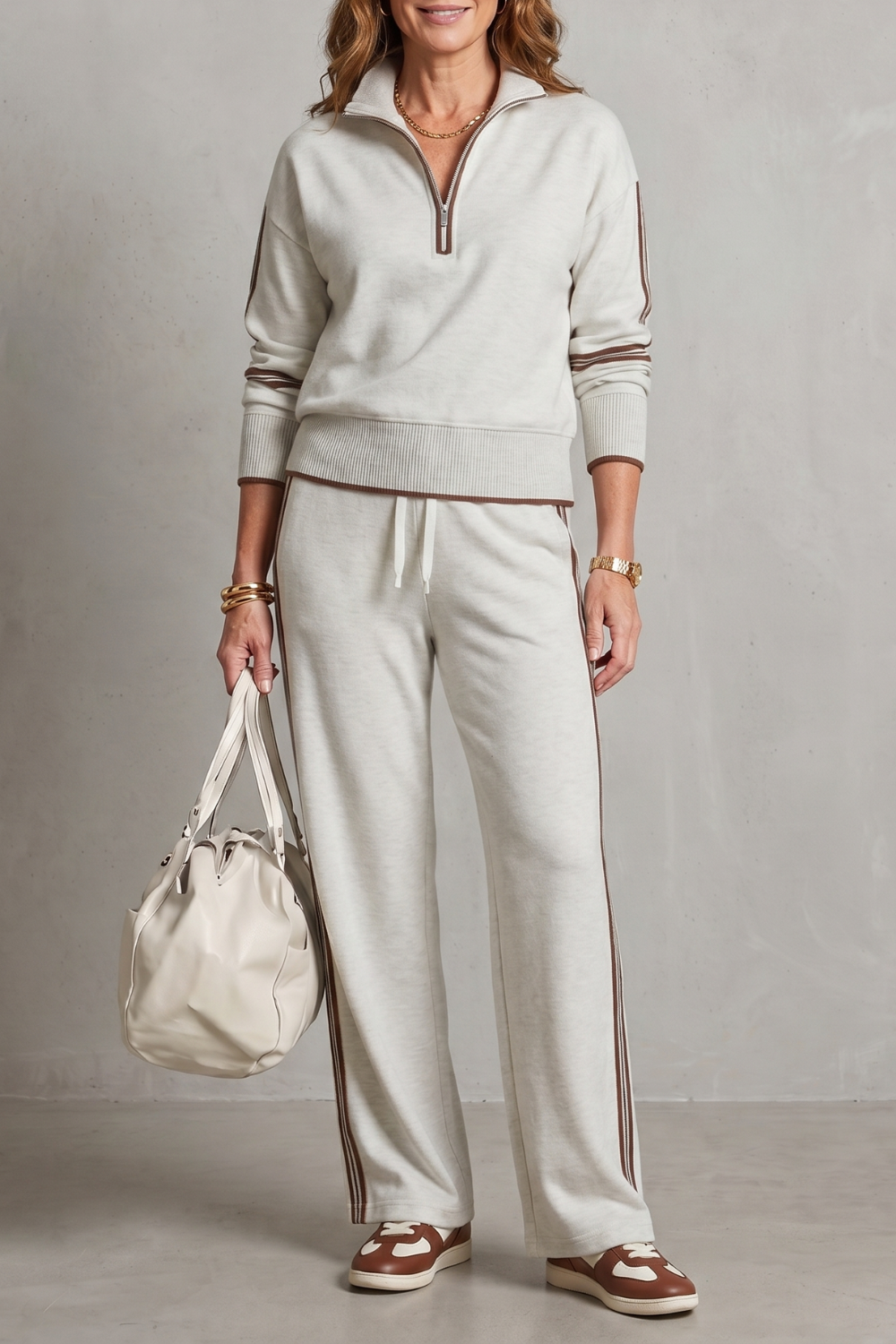 Sporty Contrast Trim Lounge Set
