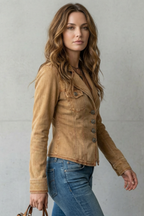 Sculpted Silhouette Denim Blazer