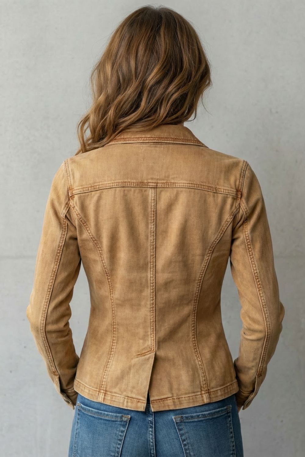 Sculpted Silhouette Denim Blazer
