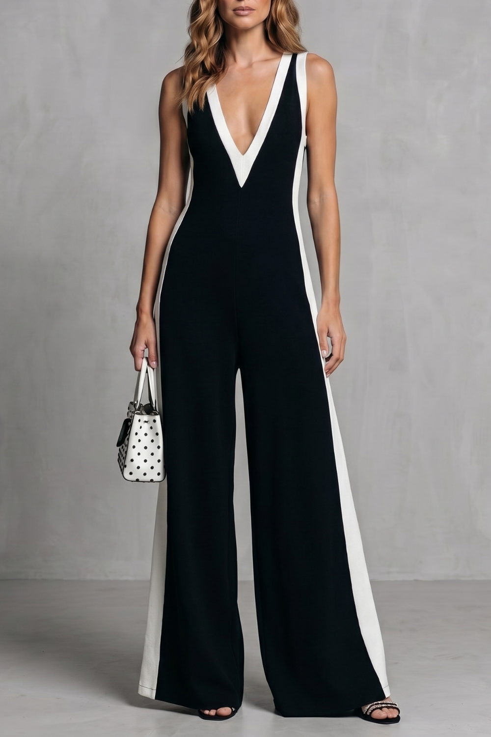 Striking contrast design | Wide-leg jumpsuit