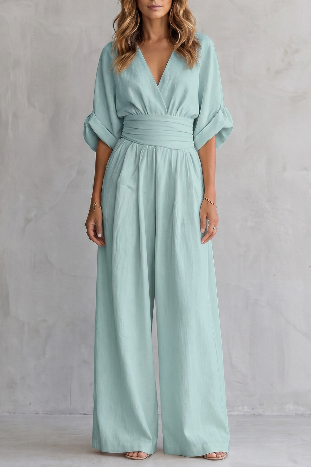 Draped waist elegance | Wide-leg jumpsuit