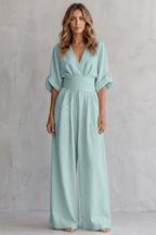 Valoria – Draped waist elegance – Wide-leg jumpsuit