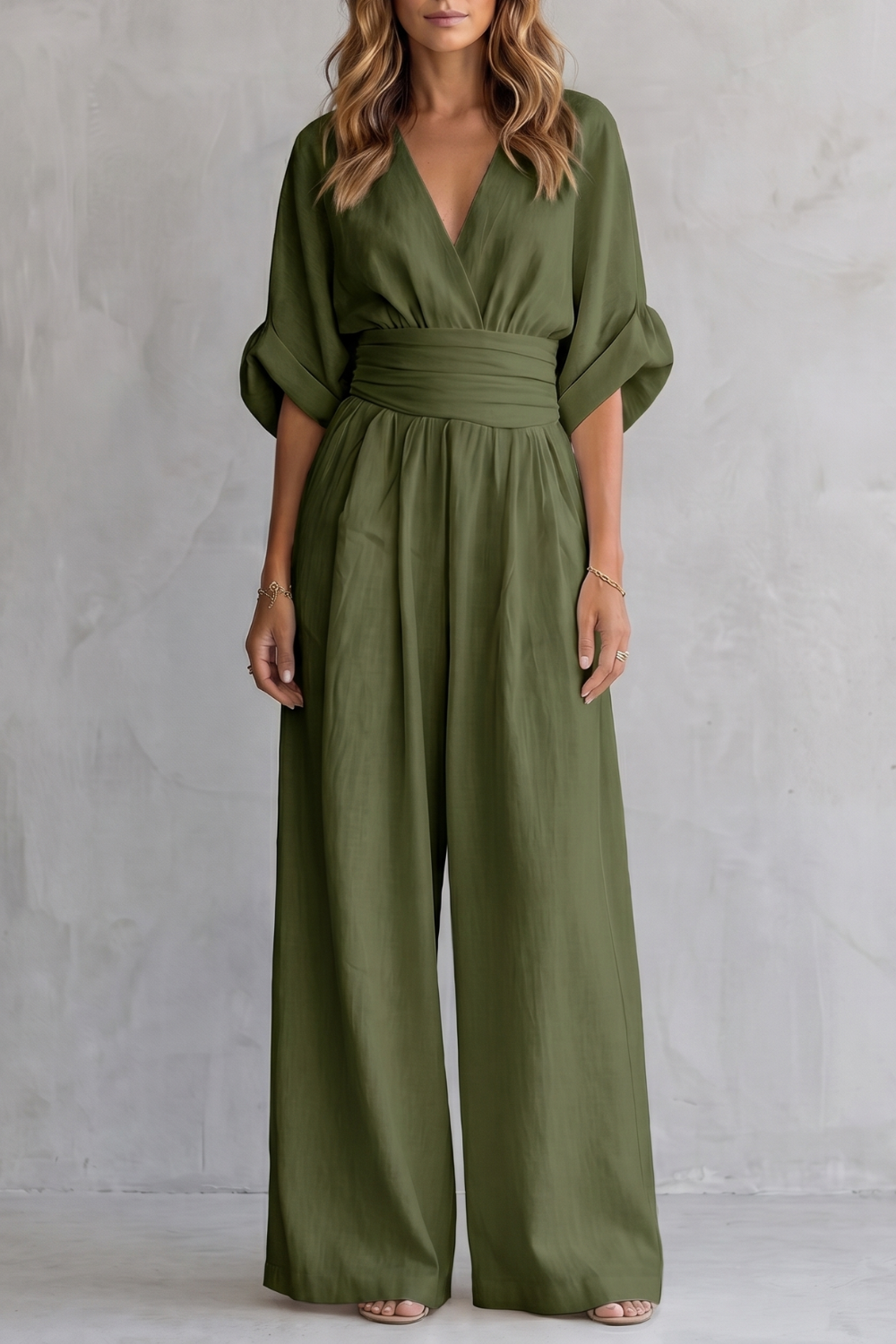 Draped waist elegance | Wide-leg jumpsuit