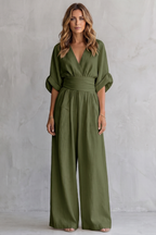 Valoria – Draped waist elegance – Wide-leg jumpsuit