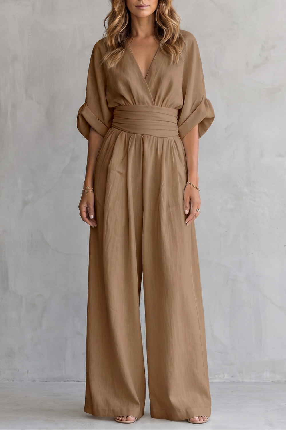 Draped waist elegance | Wide-leg jumpsuit