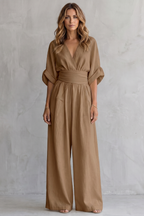 Valoria – Draped waist elegance – Wide-leg jumpsuit