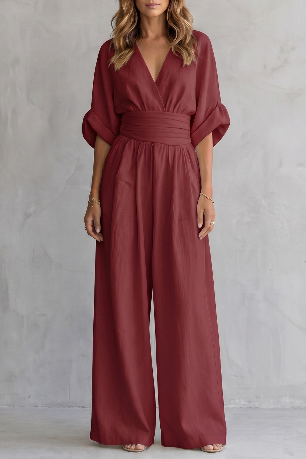 Draped waist elegance | Wide-leg jumpsuit