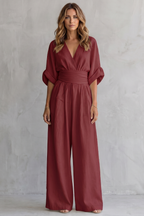 Valoria – Draped waist elegance – Wide-leg jumpsuit