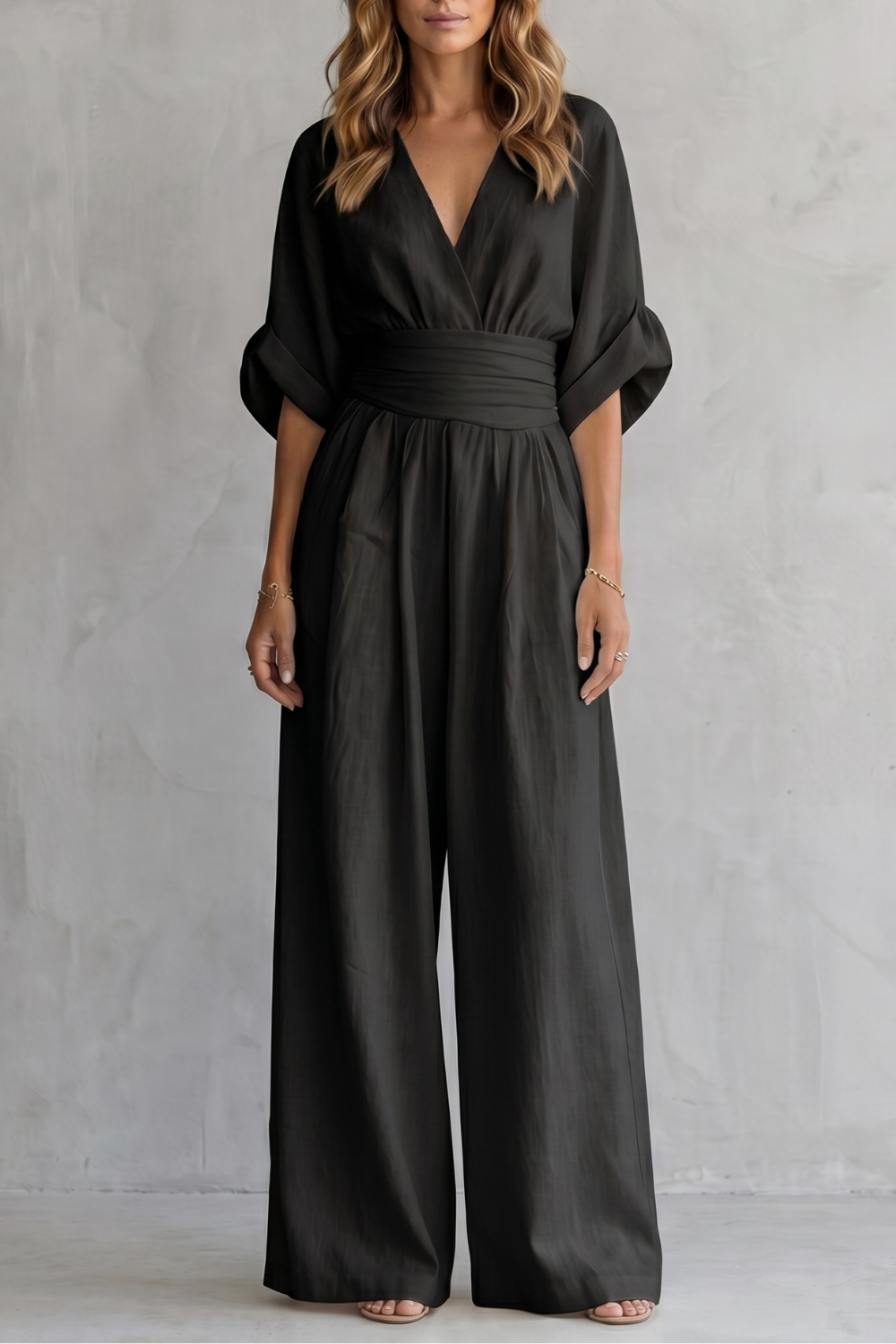 Draped waist elegance | Wide-leg jumpsuit