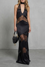 Lace Panel Allure Halterneck Maxi Dress