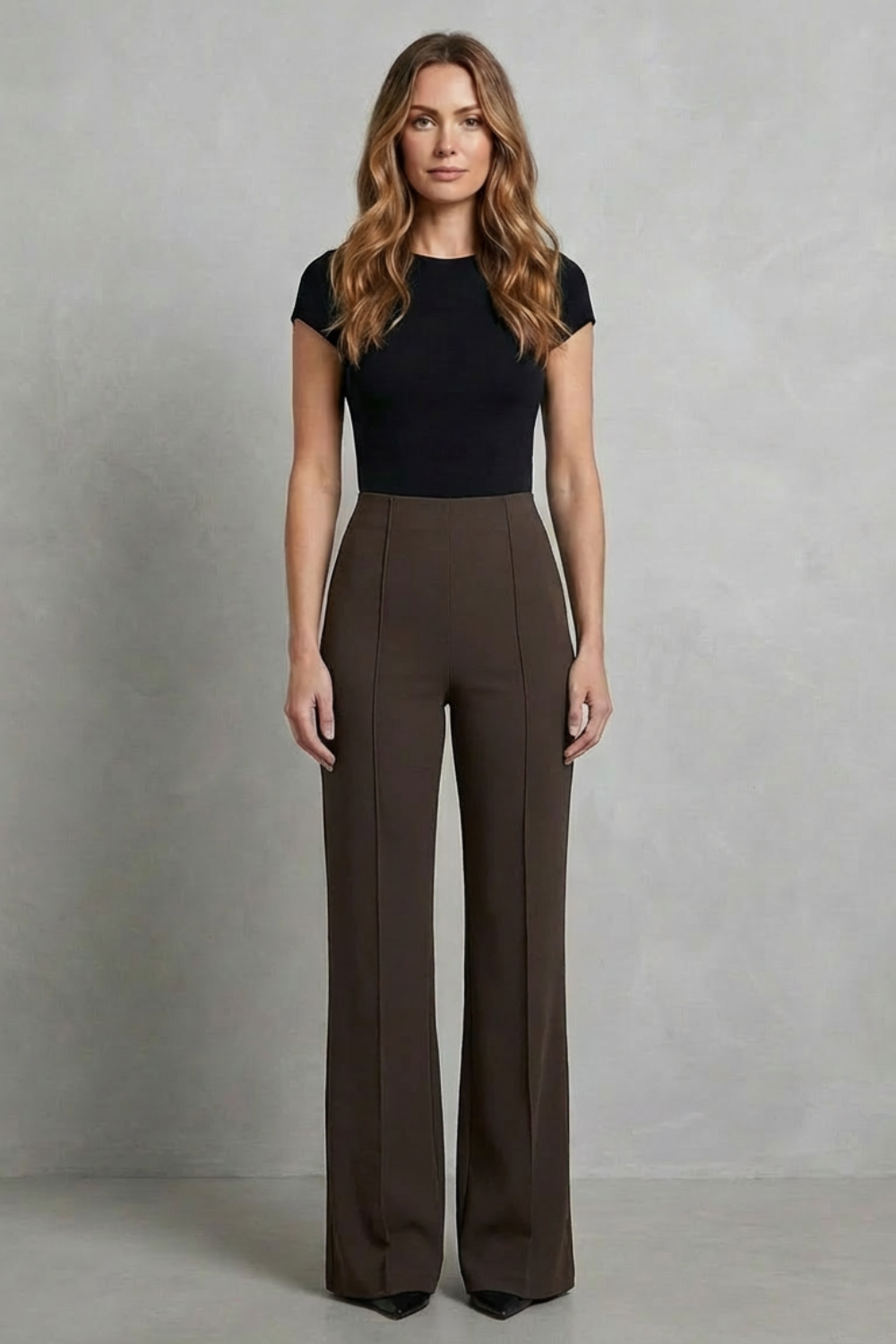 Streamlined Silhouette High-waist Wide-leg Trousers
