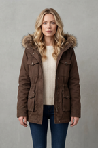 Faux Fur Trim Hooded Parka Coat