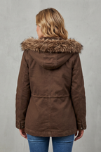Faux Fur Trim Hooded Parka Coat