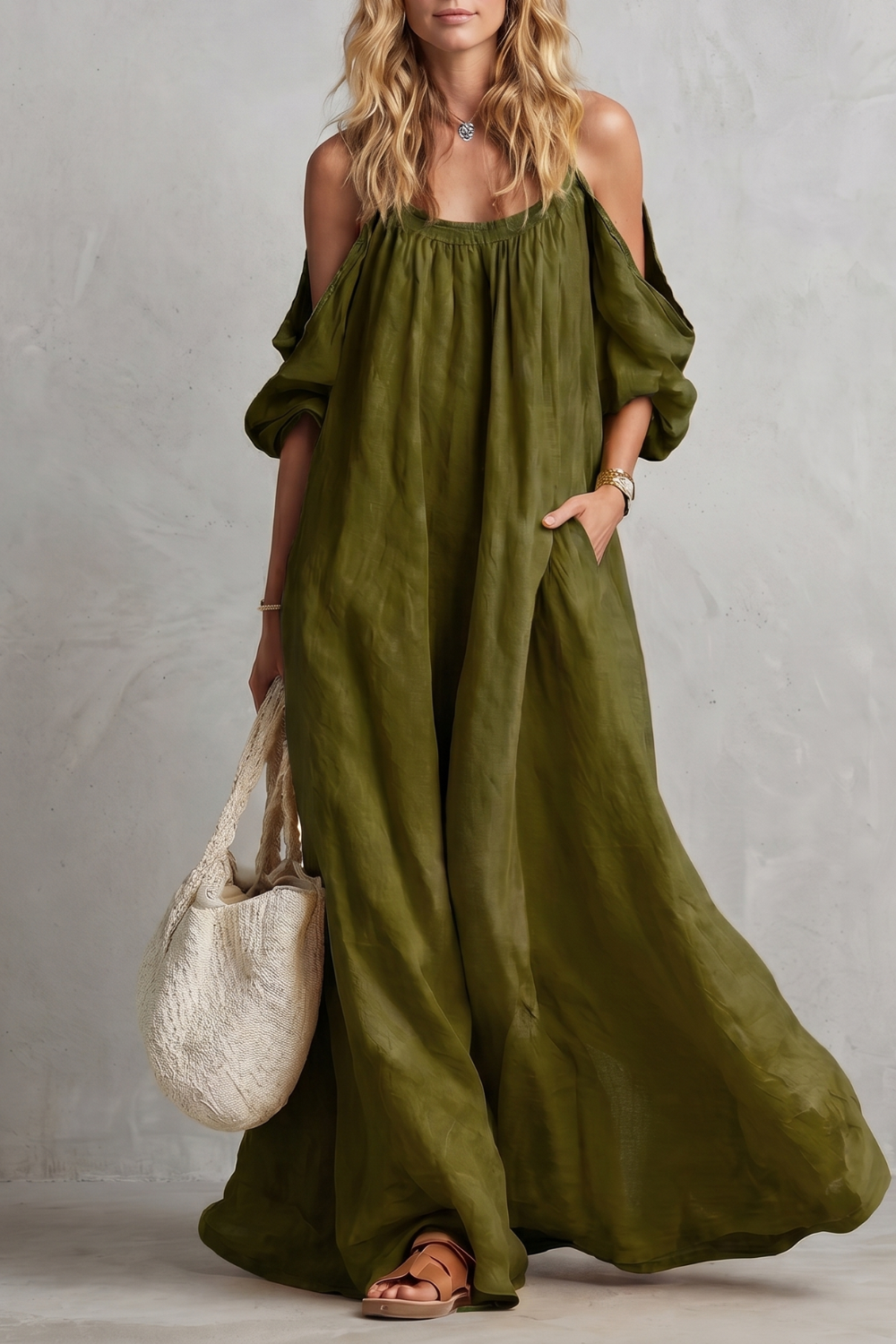 Flowing Bohemian Silhouette Maxi Dress