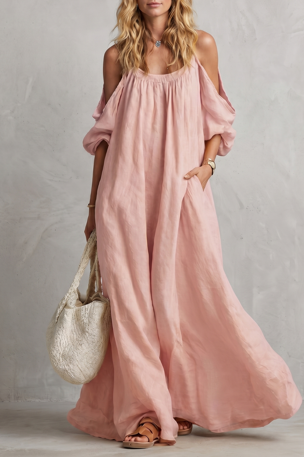 Flowing Bohemian Silhouette Maxi Dress