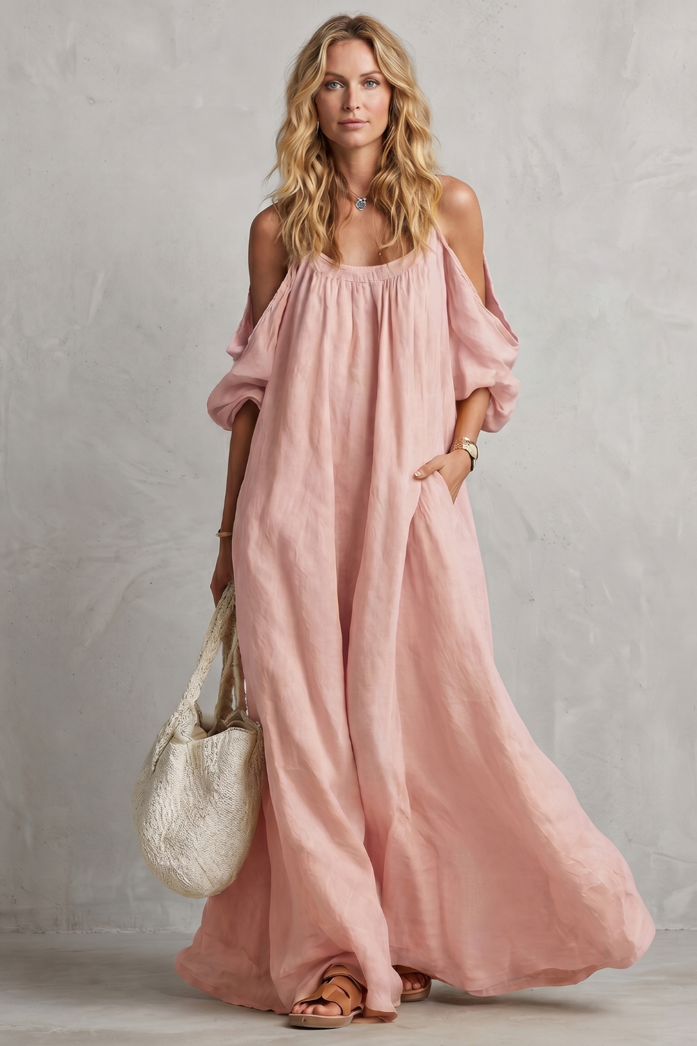 Flowing Bohemian Silhouette Maxi Dress