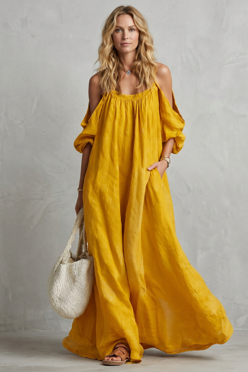 Flowing Bohemian Silhouette Maxi Dress