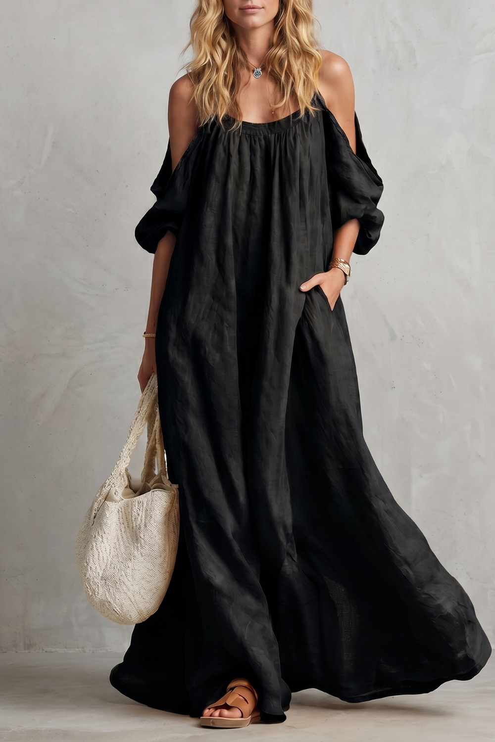 Flowing Bohemian Silhouette Maxi Dress