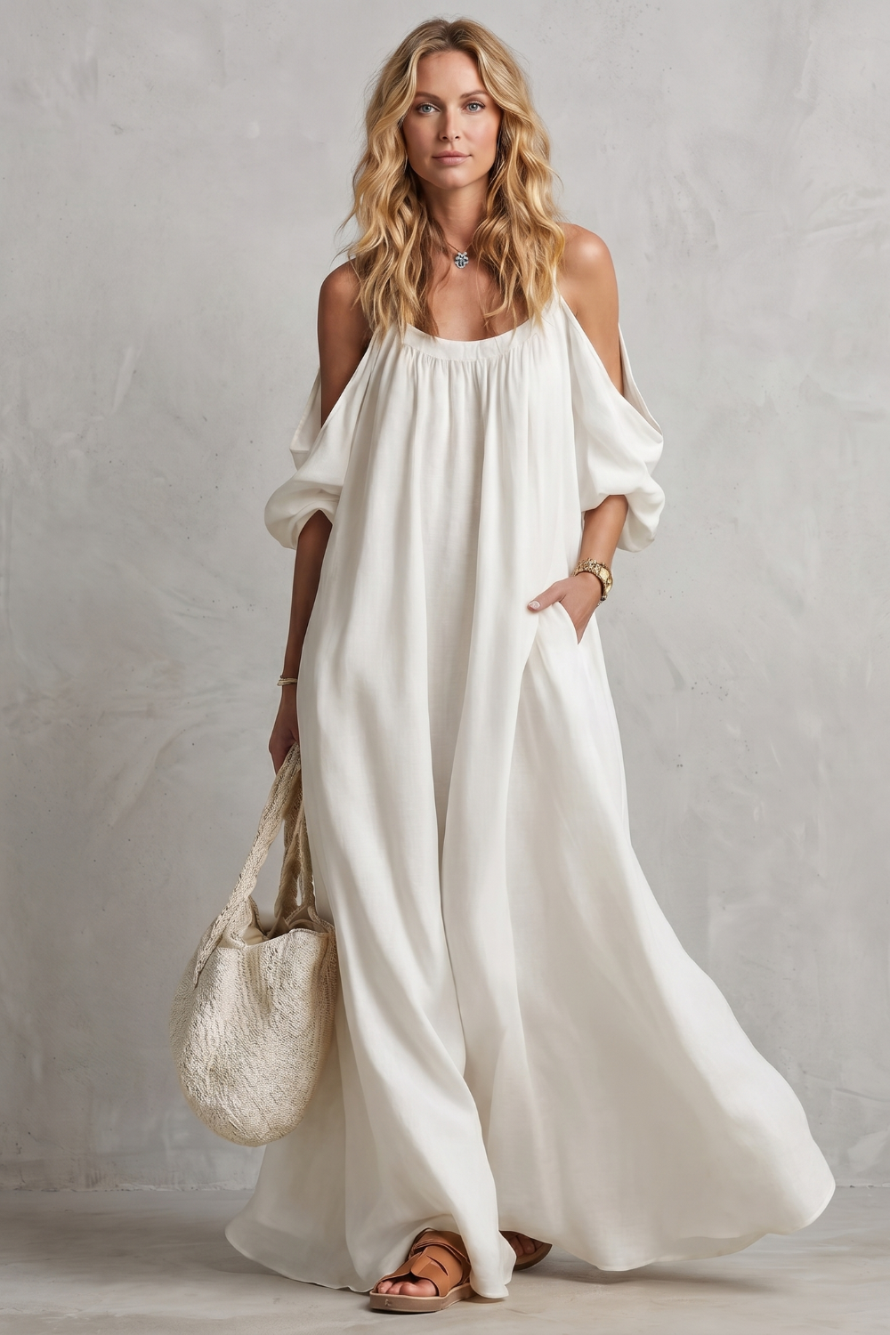 Flowing Bohemian Silhouette Maxi Dress