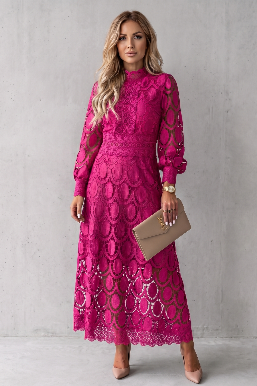 Intricate Lace Elegance Midi Dress