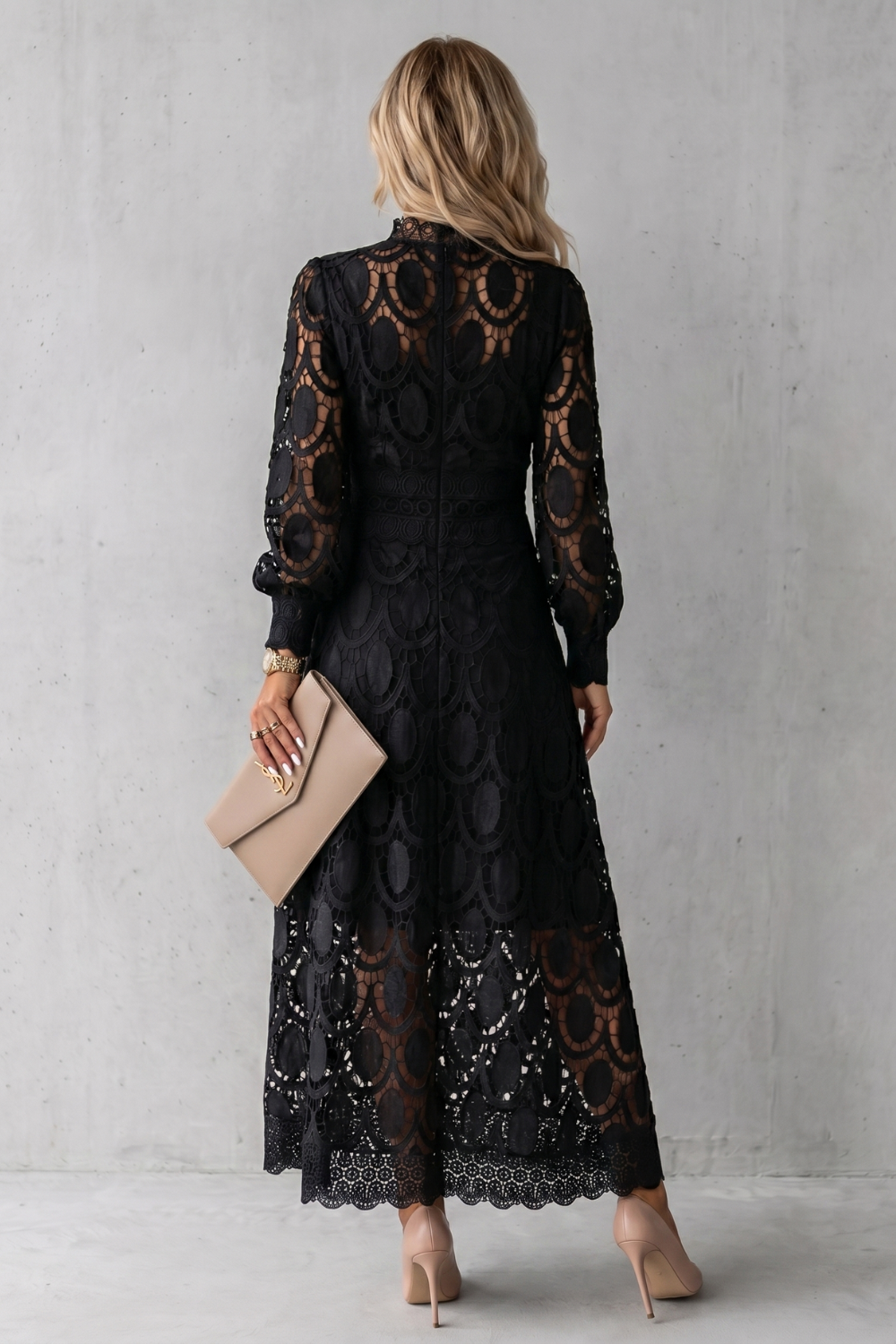 Intricate Lace Elegance Midi Dress