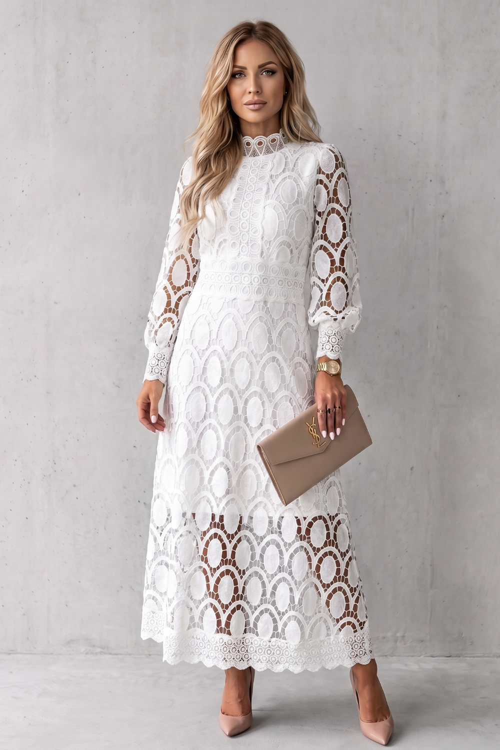 Intricate Lace Elegance Midi Dress