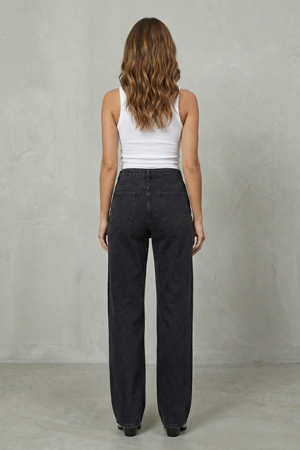 Crystal Cut Detail Wide Leg Jeans