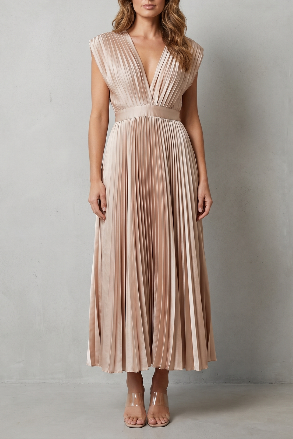 Flowing Pleated Elegance Midi Dress